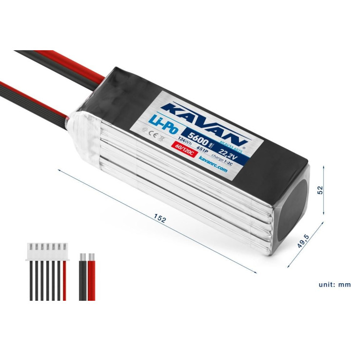 KAVAN - Li-Po 5600 mAh/22,2 V 60/120C, 124 Wh