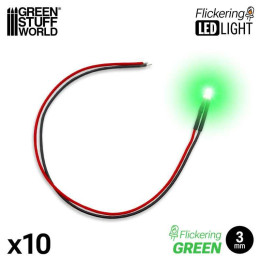 LED diódy BLIKAJÚCA ZELENÁ - 3 mm 10ks