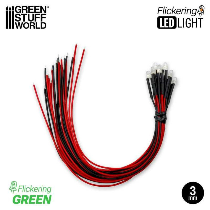 LED diódy BLIKAJÚCA ZELENÁ - 3 mm 10ks
