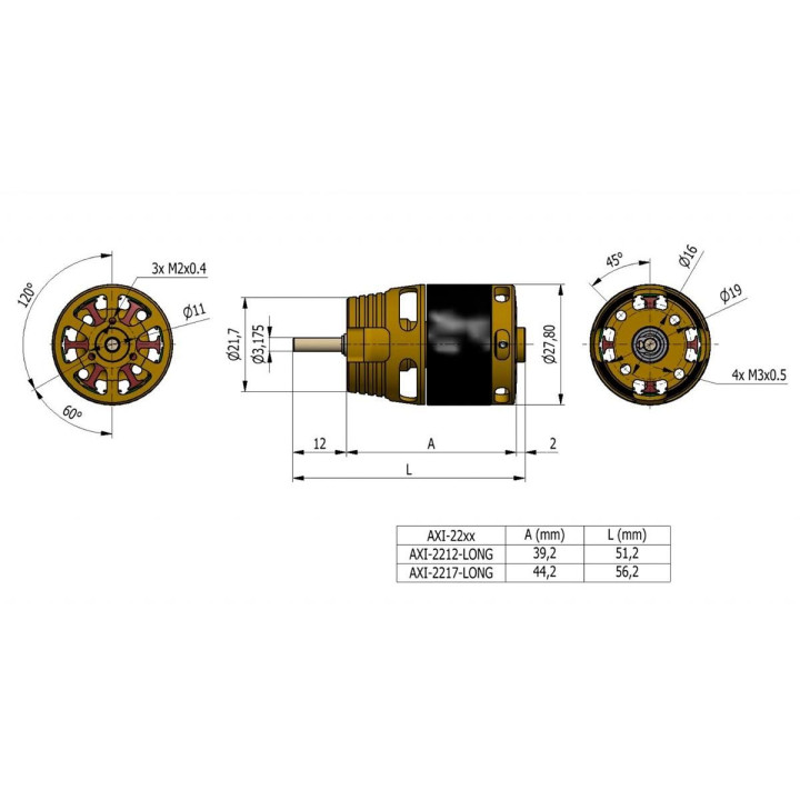 AXI 2212/20 V3 LONG střídavý motor
