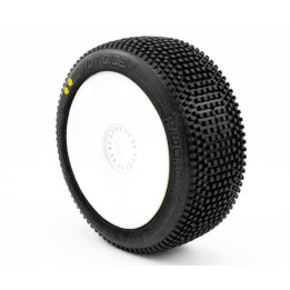 HOT DICES V2 BUGGY S2 (SOFT) nalepené pneumatiky, bílé disky, 2 ks.