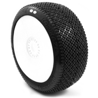 KAMIKAZE V2 BUGGY S1 (SUPER SOFT) nalepené pneumatiky, bílé disky, 2 ks.