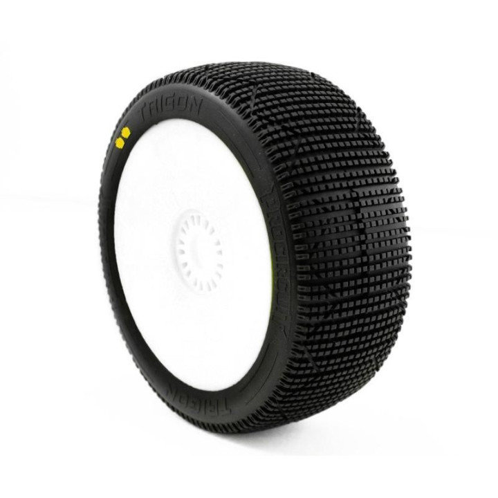 TRIGON V3 BUGGY S2 (SOFT) nalepené pneumatiky, bílé disky, 2 ks.
