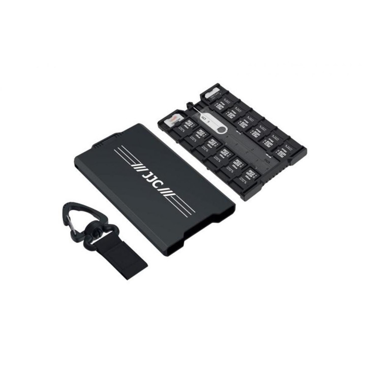 JJC Hliníkový dvojstranný úložný box na paměťové karty (4SD + 12TF + 2 Nano SIM)