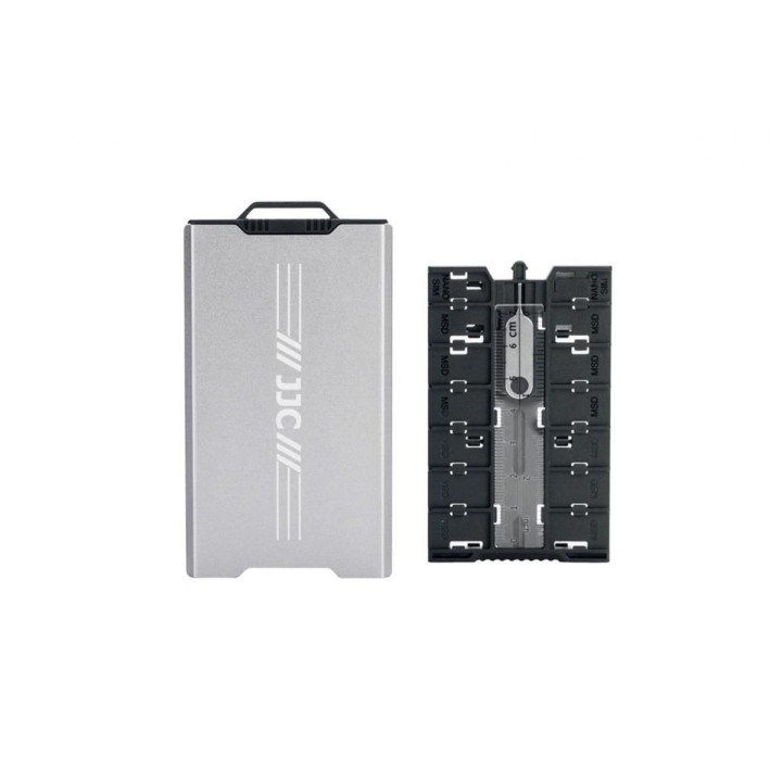 JJC Hliníkový dvojstranný úložný box na paměťové karty (4SD + 12TF + 2 Nano SIM)
