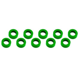 3x6x2mm hliníkové podložky zelené, 10 ks.