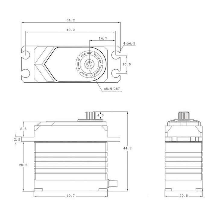 T6S HiVOLT BRUSHLESS Digital servo (58 kg-0,085s/60°)