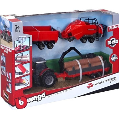 Bburago Massey Ferguson 8740S s doplňky (dárkové balení)