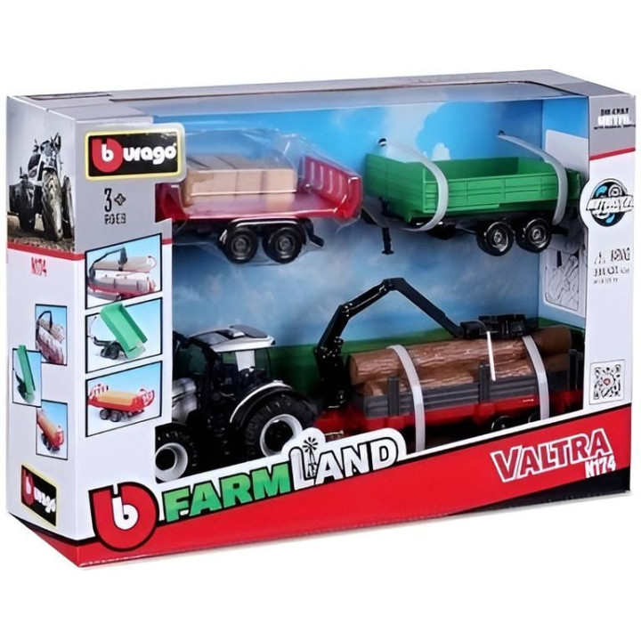 Bburago Valtra N174 s doplňky (dárkové balení)