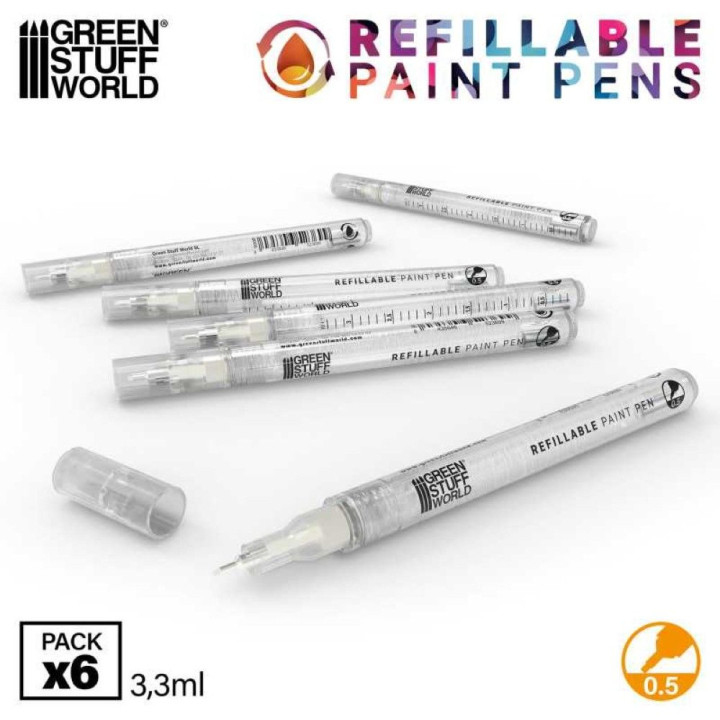 Refillable paint pen 0.5 (pack x6) / Plniteľná fixka 0,5 (balenie x6)