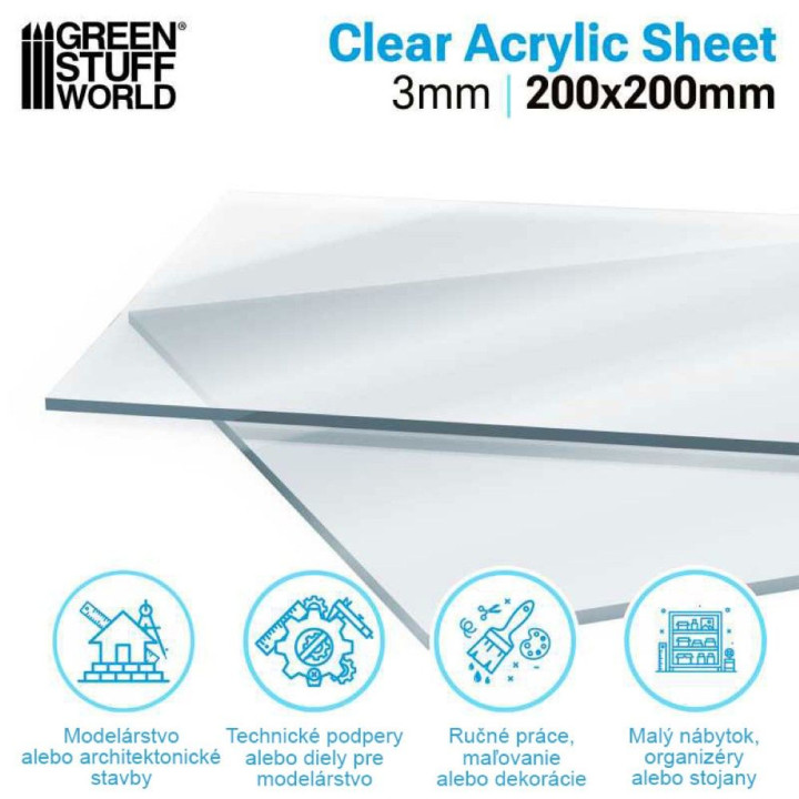 Acrylic sheet 200x200mm 2pcs / Akrylová doska 200x200mm 2ks