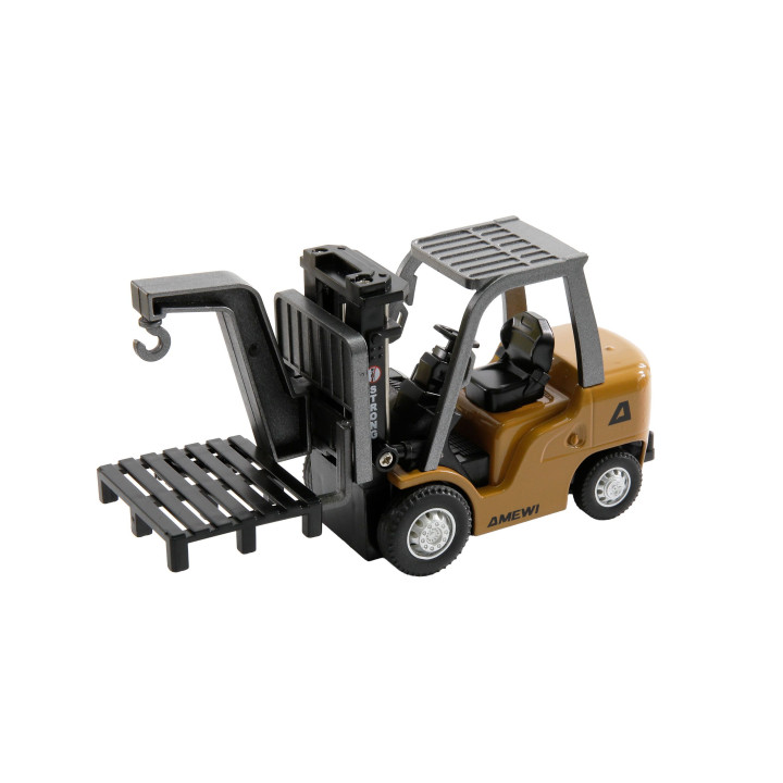 Mini vysokozdvižný vozík 1:64 kovový s prívesom – 8-kanál RTR