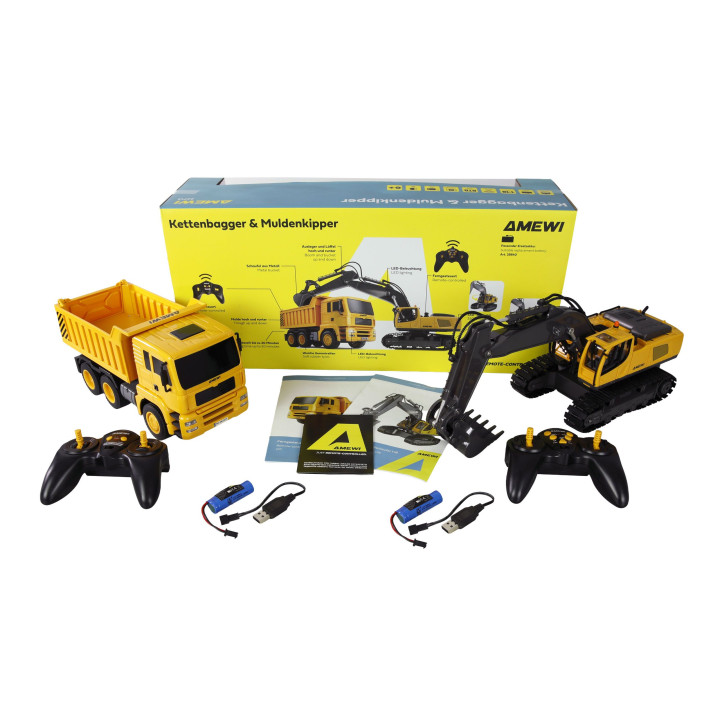 RC 2-in-1 bager a vyklápač 1:18 RTR – stavebné stroje pre deti