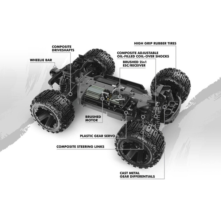Qbit MT 1/16th Monster Truck - Modrý