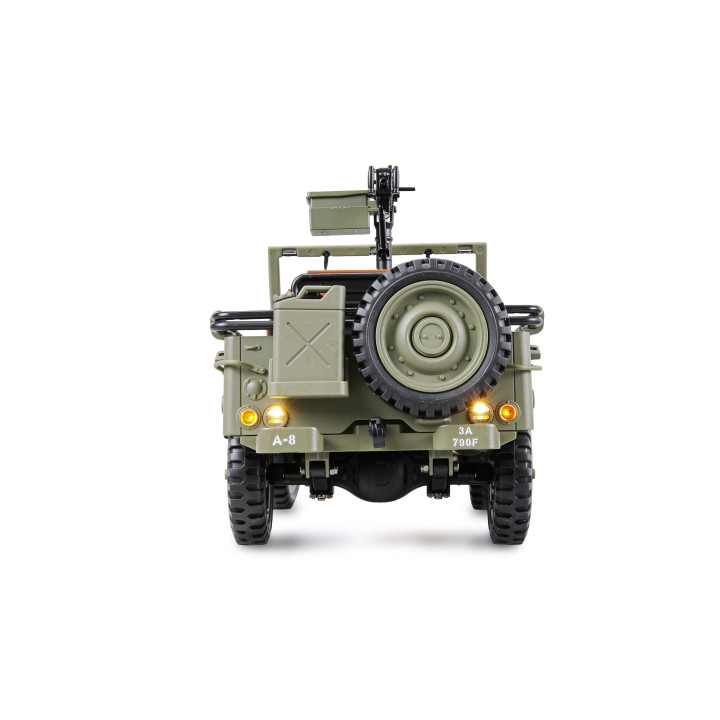 Jeep Willys MB 1:14 RTR – kovové šasi, 4WD, 2-rýchlosti, LED svetlá