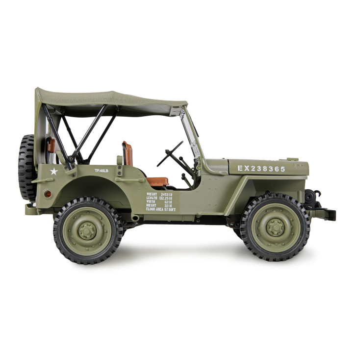 Jeep Willys MB 1:14 RTR – kovové šasi, 4WD, 2-rýchlosti, LED svetlá