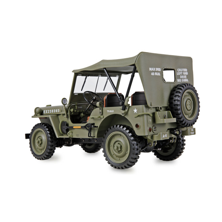 Jeep Willys MB 1:14 RTR – kovové šasi, 4WD, 2-rýchlosti, LED svetlá