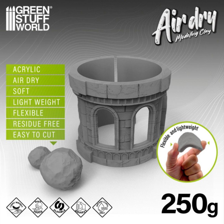 Air Dry Foam Clay 250gr. - Grey / Vzduchom schnúca penová hmota 250g – sivá