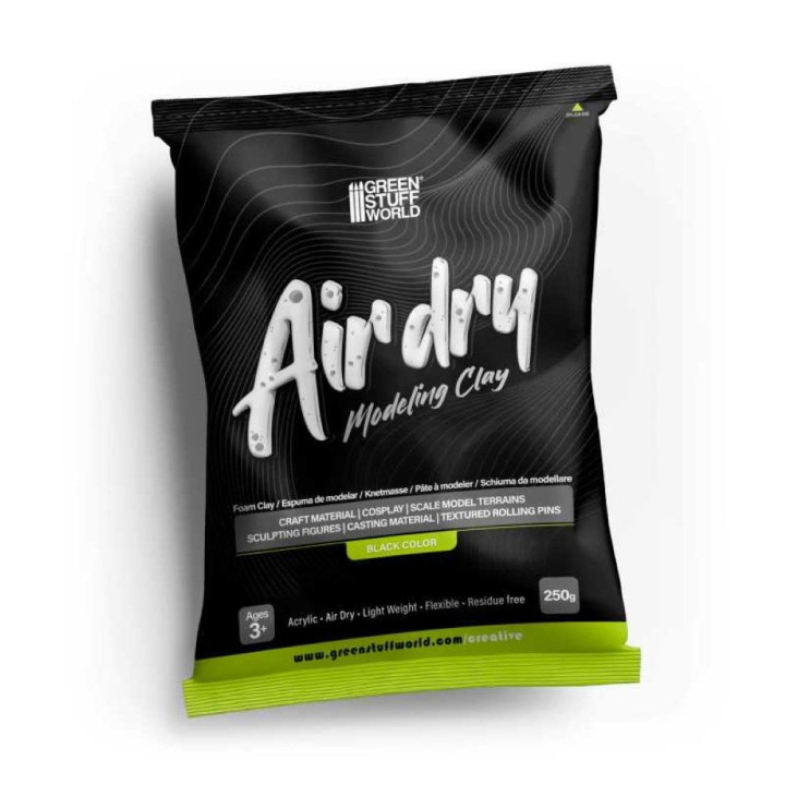 Air Dry Foam Clay 250gr. - Black / Vzduchom schnúca penová hmota 250g – čierna