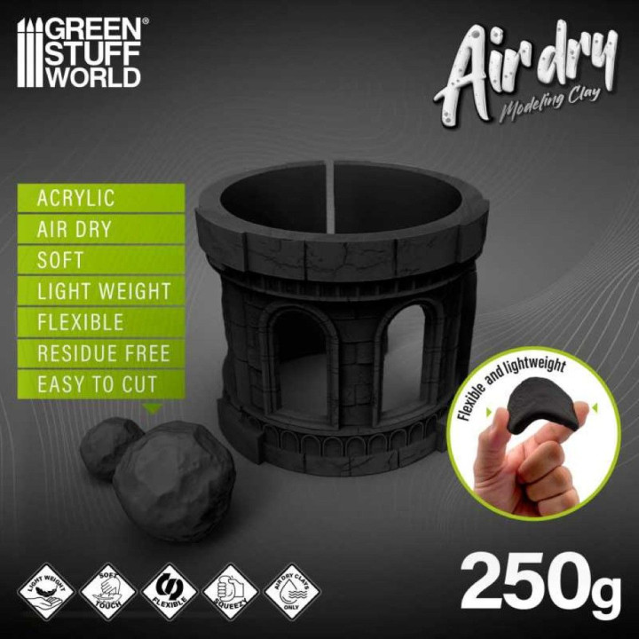 Air Dry Foam Clay 250gr. - Black / Vzduchom schnúca penová hmota 250g – čierna