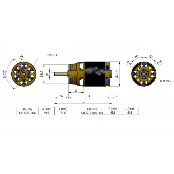 AXI 2220/16 V3 LONG střídavý motor