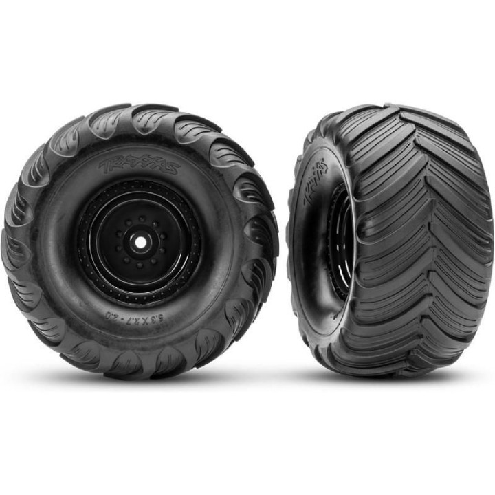 Traxxas kolo 2.0/3.0", disk černý offset 29mm, pneu Terra Groove (pár)