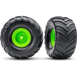 Traxxas kolo 2.0/3.0", disk zelený offset 29mm, pneu Terra Groove (pár)
