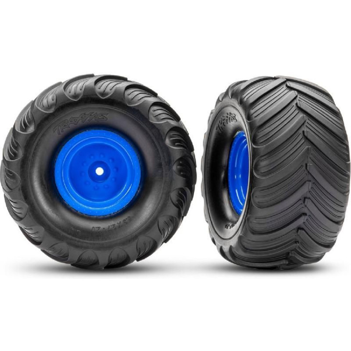 Traxxas kolo 2.0/3.0", disk modrý offset 19mm, pneu Terra Groove (pár)