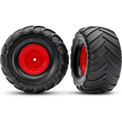 Traxxas kolo 2.0/3.0", disk červený offset 19mm, pneu Terra Groove (pár)