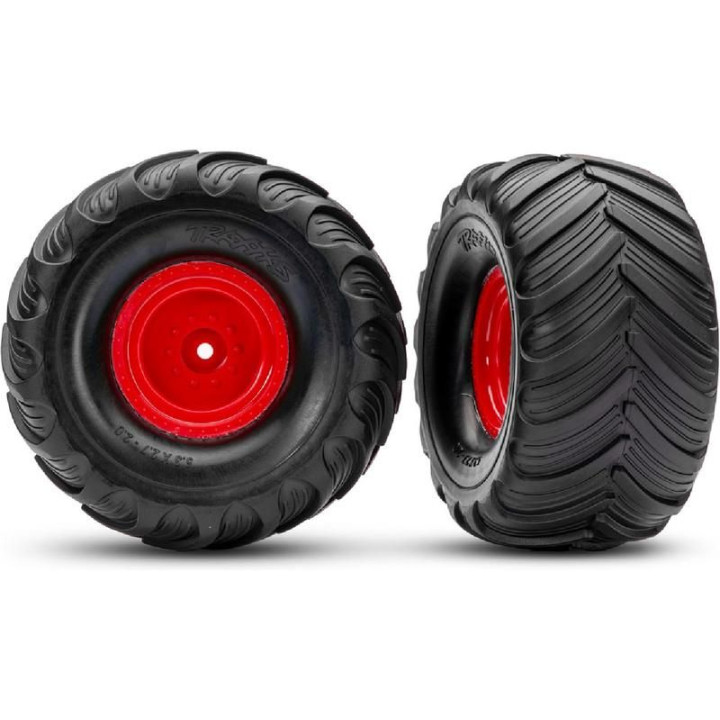 Traxxas kolo 2.0/3.0", disk červený offset 19mm, pneu Terra Groove (pár)