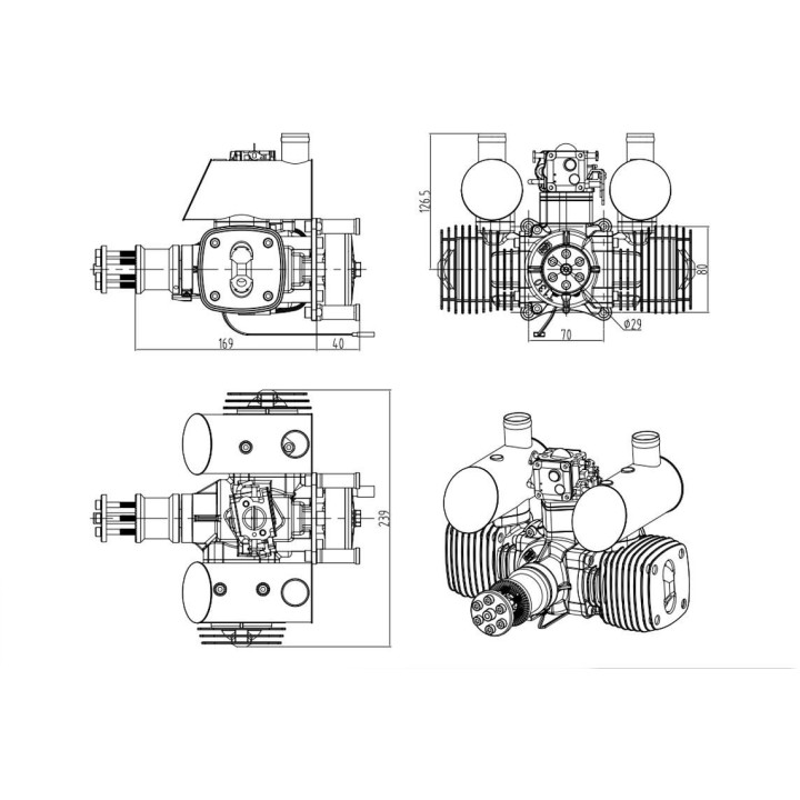 NGH GTT130-G Dvoutaktní benzinový motor
