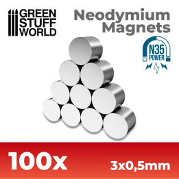 Neodymové magnety 3x0,5 mm N35 – 100 ks NdFeB magnety