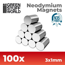 Neodymové magnety 3x1 mm N35 – 100 ks NdFeB magnety
