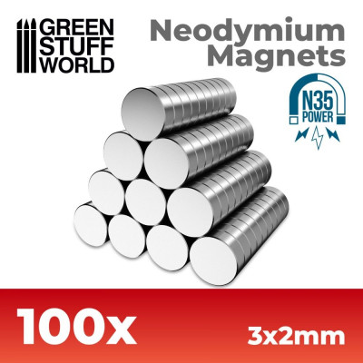 Neodymové magnety 3x2 mm N35 – 100 ks NdFeB magnety