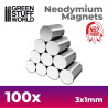 Neodymové magnety 3x1 mm (N52), balenie 100 ks. Silné NdFeB magnety s príťažnou silou 126 g, ideálne na výmenu zbraní, hláv a ramien miniatur a modelárske projekty.
