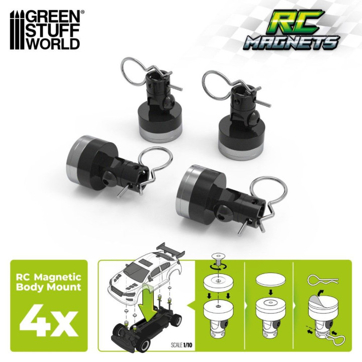 RC magnetický držiak karosérie – 4 ks neodymový set