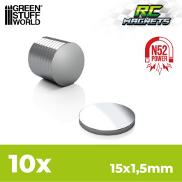 Neodymové magnety 15x1,5 mm N52 – 10 ks silné RC magnety