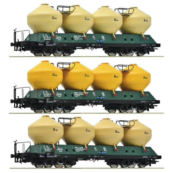 ROCO 6600177 3-dielna sada silo vagón ČSD H0 Ep. IV