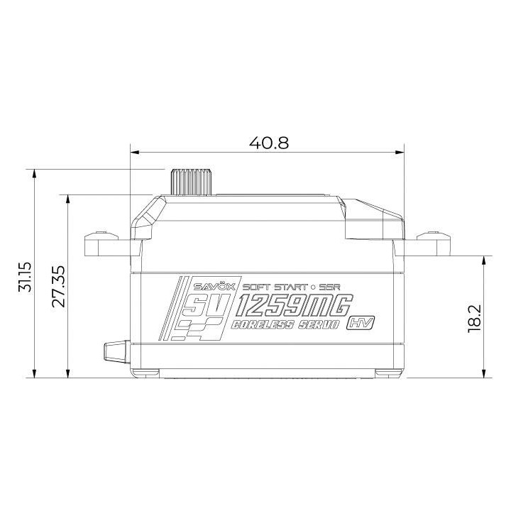 SV-1259MG HiVOLT digitální servo - LOW PROFILE (22kg-0,075s/60°)