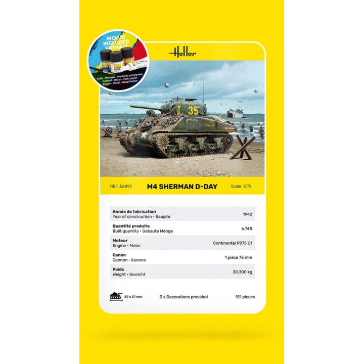 Heller STARTER KIT M4 Sherman D-Day 1:72 | RCsvet