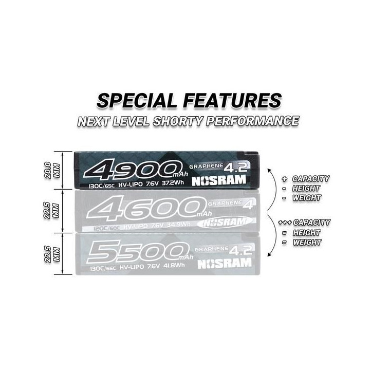 HV Ultra LCG Modified Shorty GRAPHENE-4.2 4900mAh Hardcase aku - 7.6V LiPo - 130C/65C