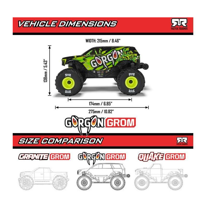 Arrma Gorgon Grom 1:16 4WD Smart RTR červená