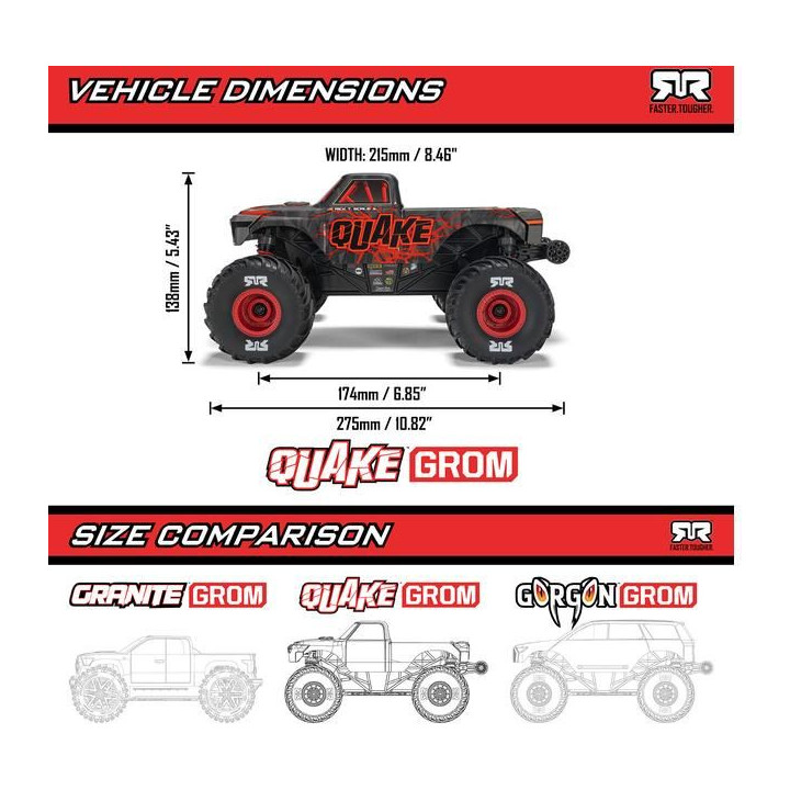 Arrma Quake Grom 1:16 4WD Smart RTR červená