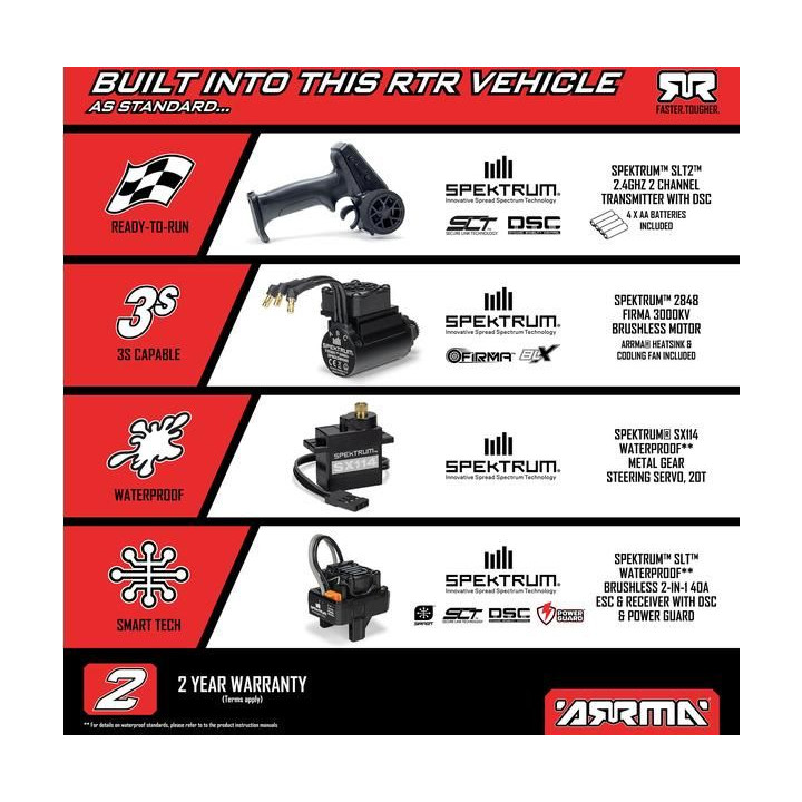Arrma Mini Kraton 3S DSC BLX 1:16 4WD RTR Basic černá/červená