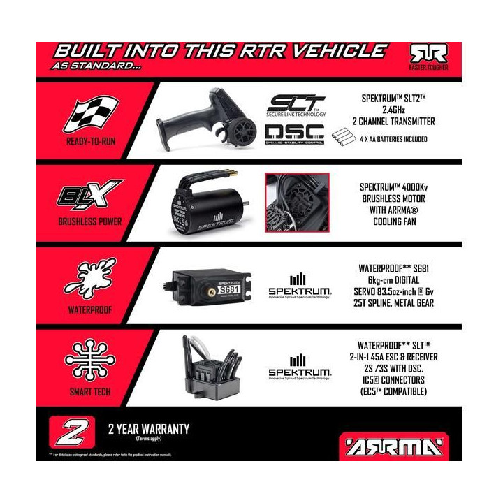 Arrma Vorteks 223S BLX DSC 2WD 1:10 RTR růžová