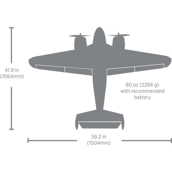 E-flite Beechcraft D18/RC-45J 1.5m BNF Basic AS3X+ SAFE Select