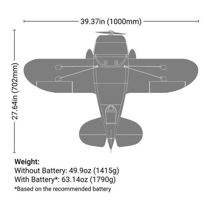 E-flite Gee Bee R-2 1.0m AS3X+ SAFE Select BNF Basic