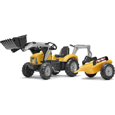 FALK - Šlapací traktor SuperBuilder s nakladačem, rypadlem a vlečkou