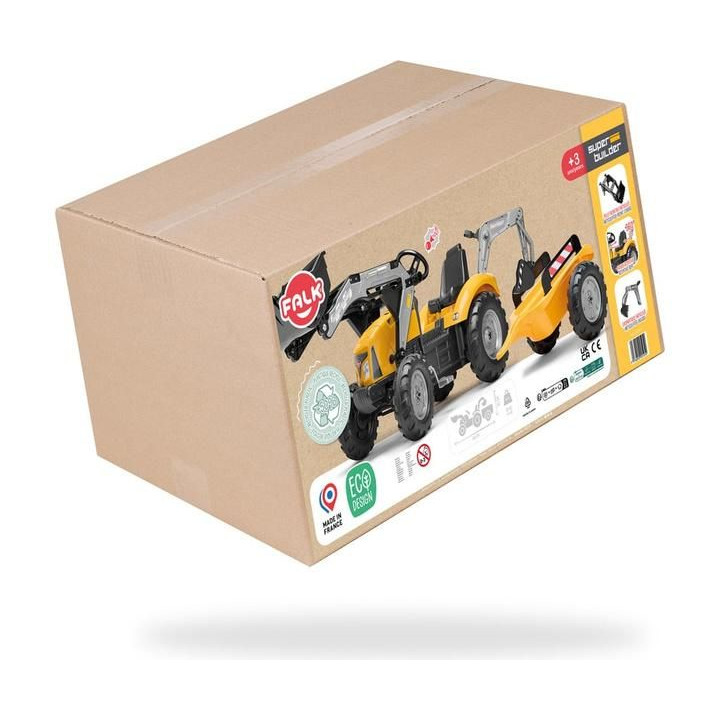 FALK - Šlapací traktor SuperBuilder s nakladačem, rypadlem a vlečkou