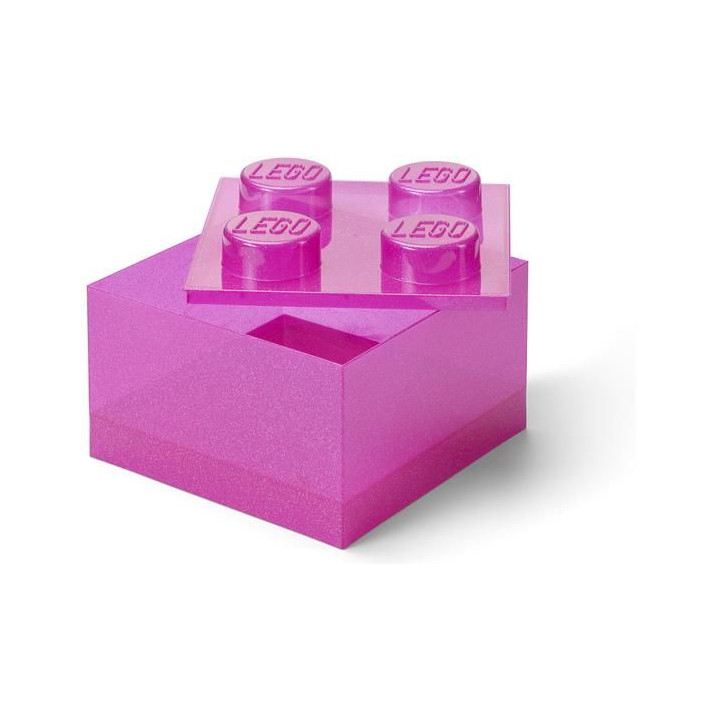 LEGO úložný box s víkem 250x250x180mm - třpytivá růžová
